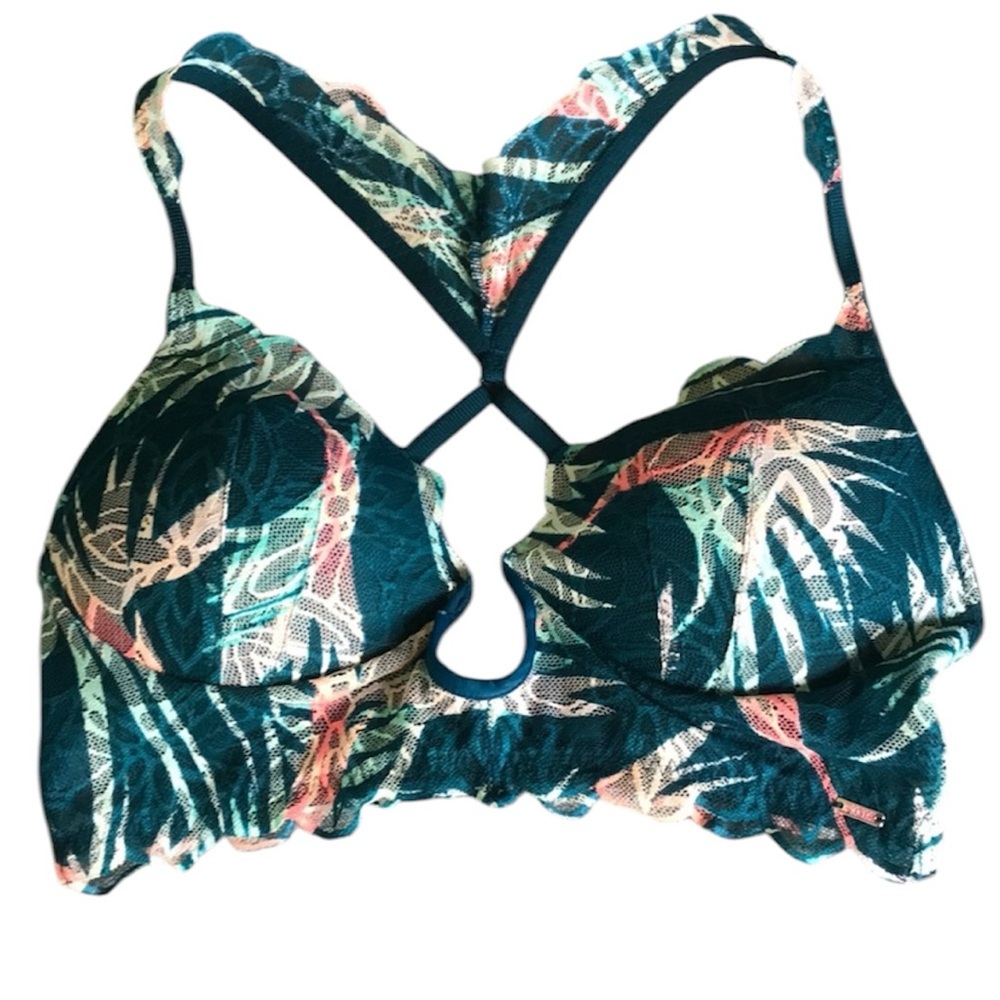 VS PINK Floral Date Push-Up Racerback Bra Sz S